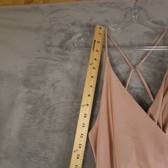 La Femme Womens Formal Gown Dress Pink Maxi‎ High Low Strappy Open Back 2 New - Picture 4 of 9